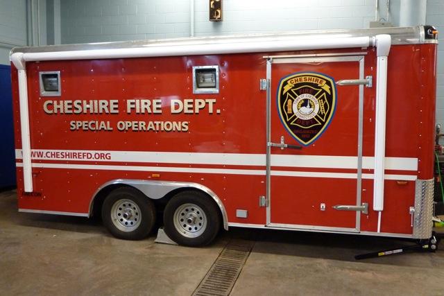 This Cargo Trailer is used for our Special Operations and was recently improved to include a retractable awning and new hitch. A John Deere Gator, portable generator and scene lighting are carried on board.